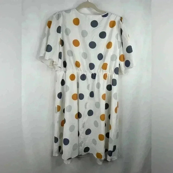 Plus Polka Dot Print Butterfly Sleeve V Neckline Mini Summer Dress Size  L - Picture 4 of 8